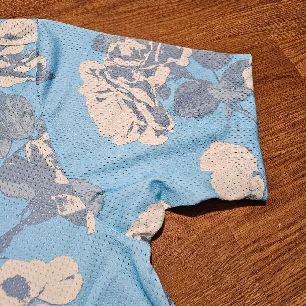 Nike Rose City Mesh Button-Up Shirt Dri-Fit Floral Men's Medium Blue FJ1650-499 - Picture 8 of 12